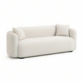 2-personers sofa med afrundet design i cremehvid bouclé, 180 x 88 x 74 cm