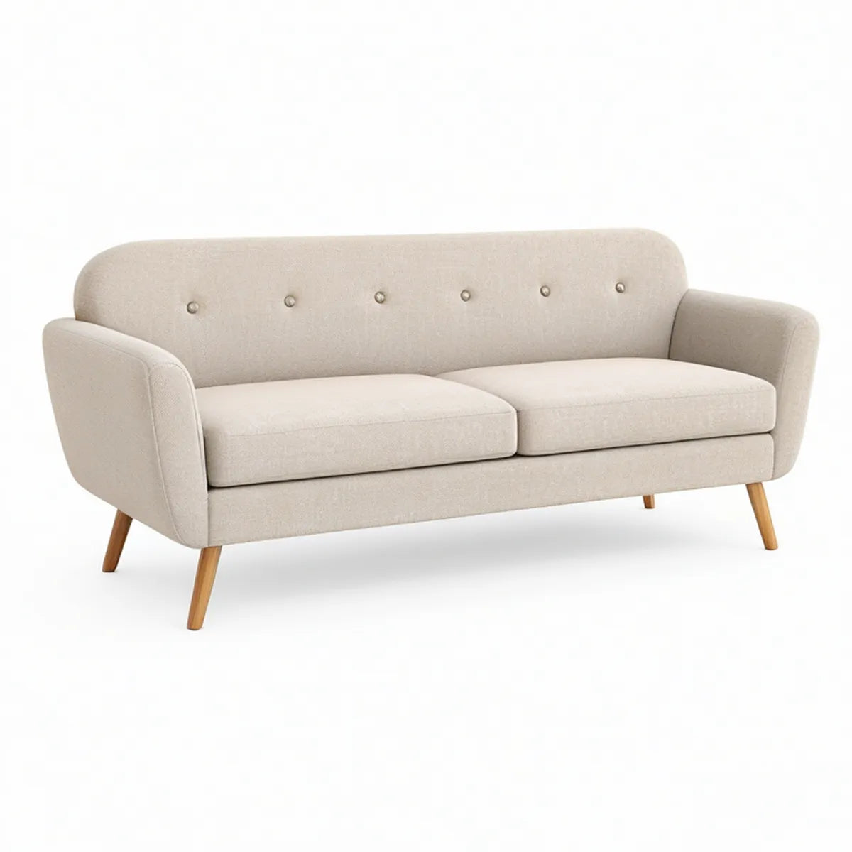 Trepers sofa med knapdetaljer, 180 x 78 x 80 cm, creme