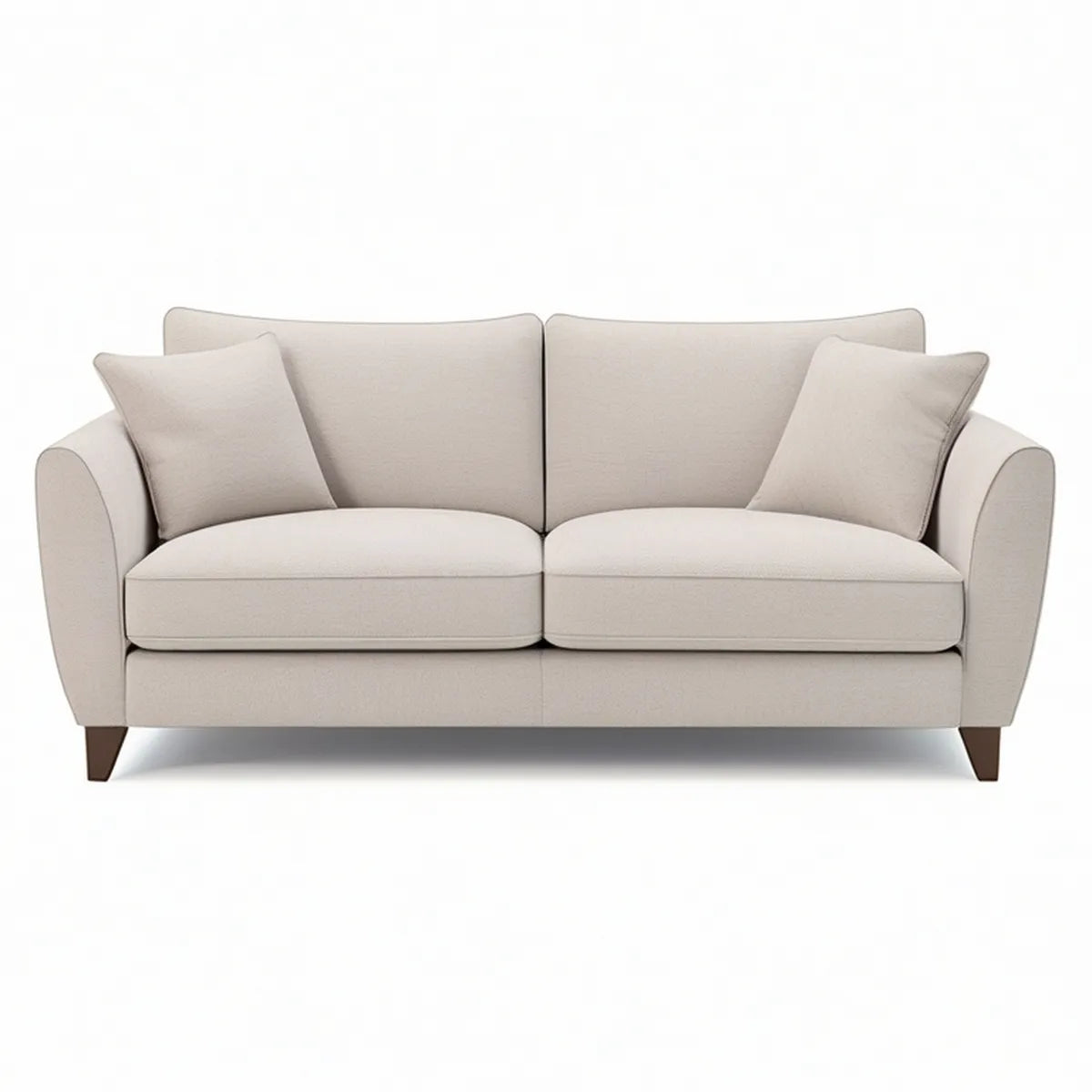 2-personers sofa med løse hynder i beige og mørkebrun, 180 x 90 x 85 cm