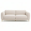 3-personers sofa i cremehvid polyesterbouclé med guldfarvede stålben, 220 x 90 x 78 cm