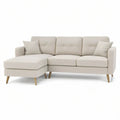 Cremefarvet hjørnesofa med venstrevendt chaiselong, 230 x 150 x 85 cm