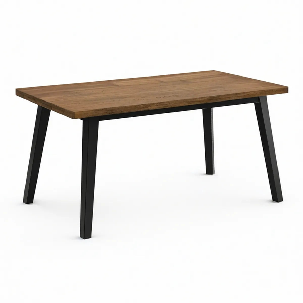 Rektangulært spisebord 180 x 90 x 75 cm med bordplade i egetræsfinér og sorte stålben