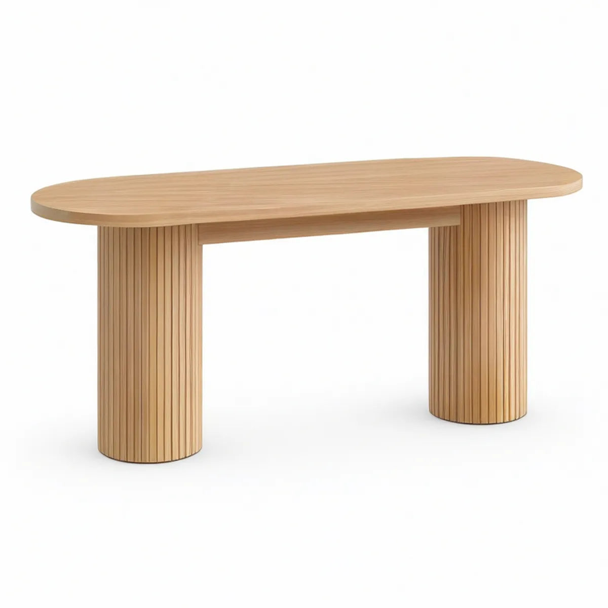 Ovalt spisebord i naturfarvet eg, 180 x 90 x 75 cm