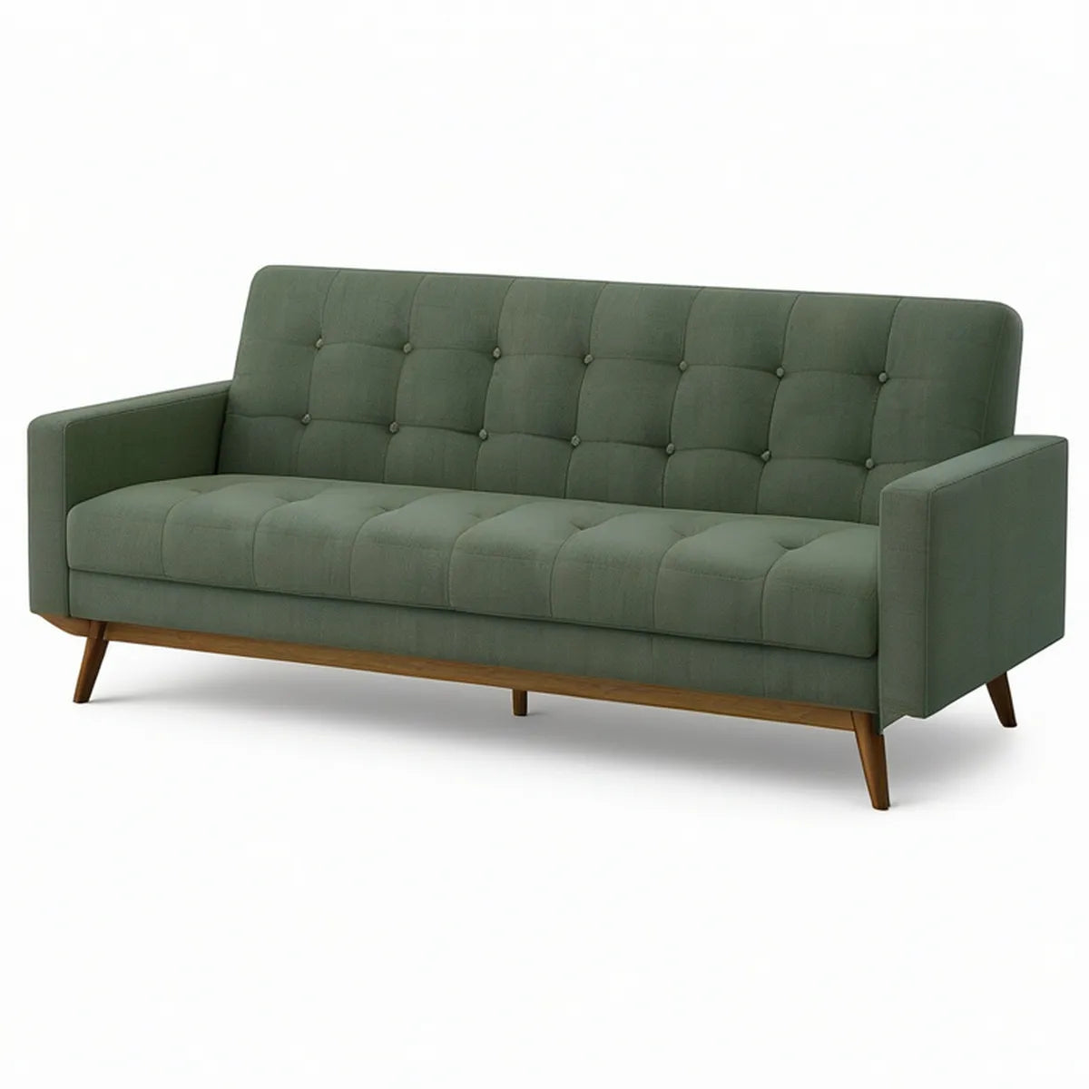 3-personers sofa med knapdetaljer, mørkegrøn/brun, 190 x 83 x 85 cm